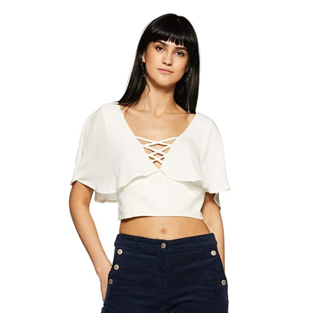 Forever 21 White Crop Top, Size Small